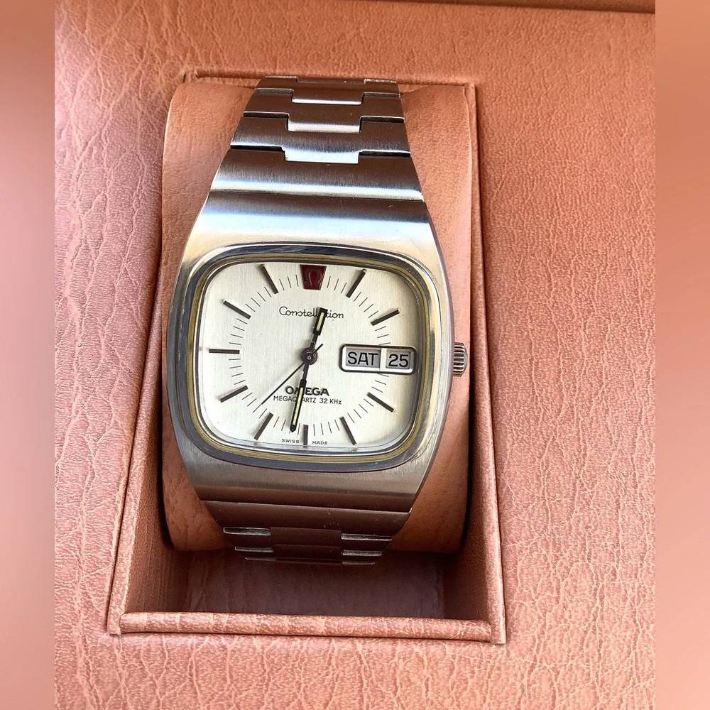 Omega Men's Silver Stainless Steel Constellation Watch with Cream Dial